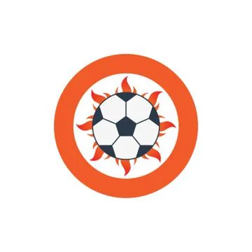 Vector illustration soccer logo icon with fire and ball Stock Illustration
