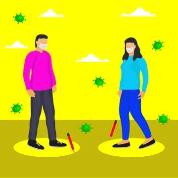 Vector illustration of social distancing Illustrazione stock