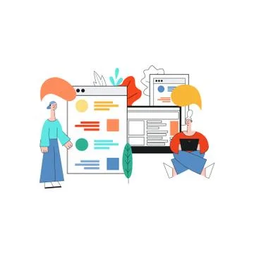 Vector illustration of social network communication in flat style. Stock Illustration