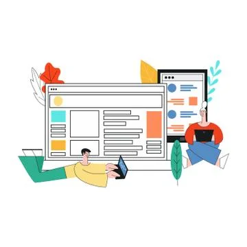 Vector illustration of social network communication in trendy flat style. Stock Illustration