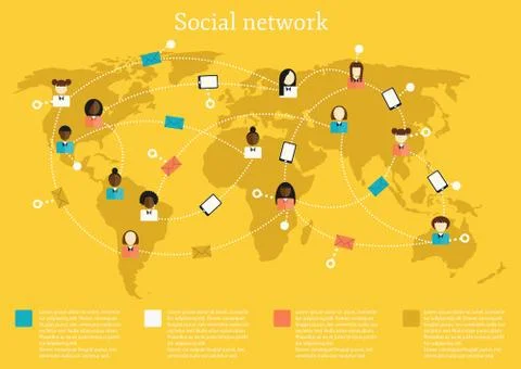 Vector illustration on social network theme Stock Illustration