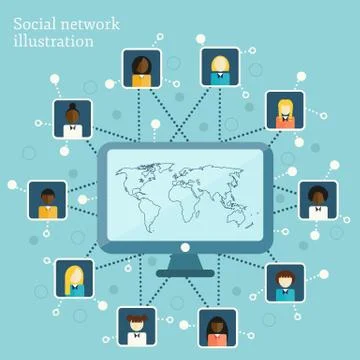 Vector illustration on social network theme Stock Illustration