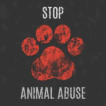 Vector illustration. Social problems of humanity. Stop animal abuse. Illustration