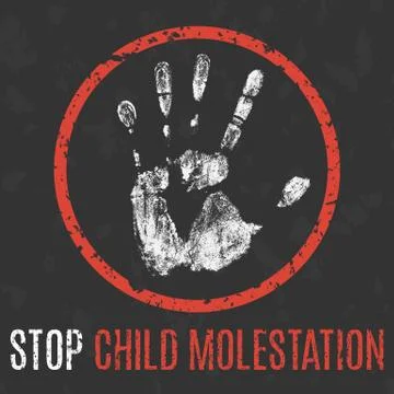 Vector illustration. Social problems of humanity. Stop child molestation sign Stock Illustration