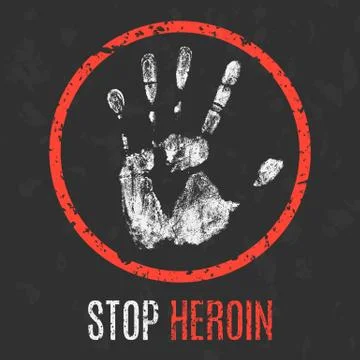 Vector illustration. Social problems of humanity. Stop heroin. イラスト素材