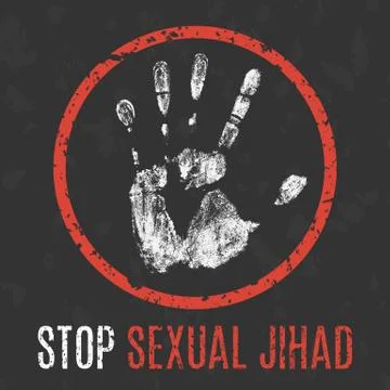 Vector illustration. Social problems of humanity. Stop  sexual jihad sign. Stock Illustration