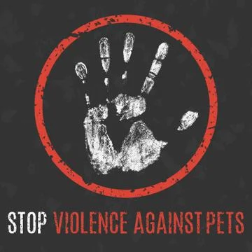 Vector illustration. Social problems of humanity. Stop violence against pets. 스톡 일러스트