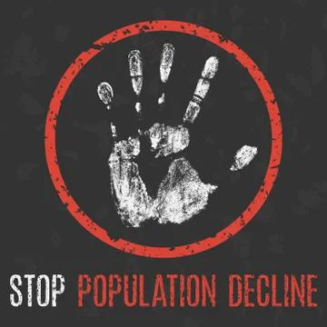 Vector illustration. Social problems of humanity. Stop population decline Stock Illustration