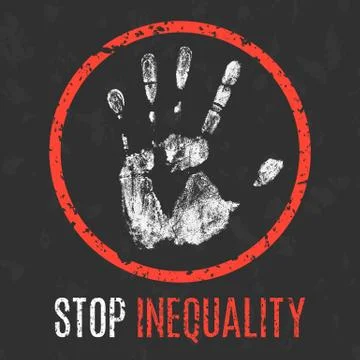 Vector illustration. Social problems of humanity. Stop inequality. Ilustração Stock