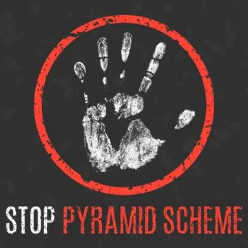 Vector illustration. Social problems of humanity. Stop pyramid scheme sign. Stock Illustration