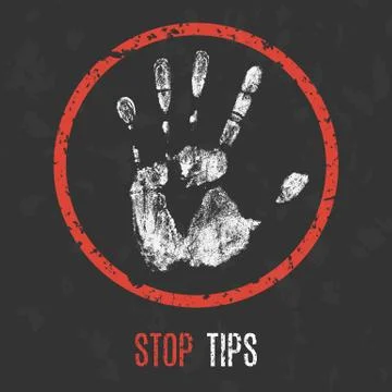 Vector illustration. Social problems of humanity. Stop tips Stock Illustration