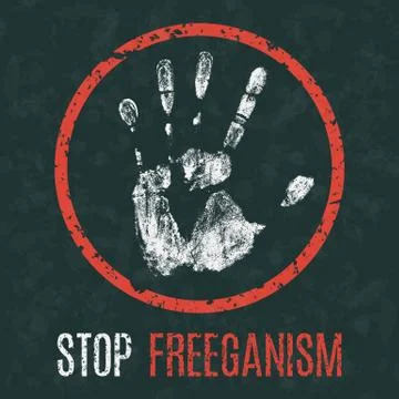 Vector illustration. Social problems of humanity. Stop freeganism Stock Illustration