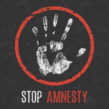 Vector illustration. Social problems of humanity. Stop amnesty Illustration