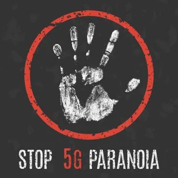 Vector illustration. Social problems of humanity. Stop 5G paranoia Stock Illustration