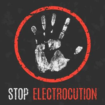 Vector illustration. Social problems. Stop electrocution. イラスト素材