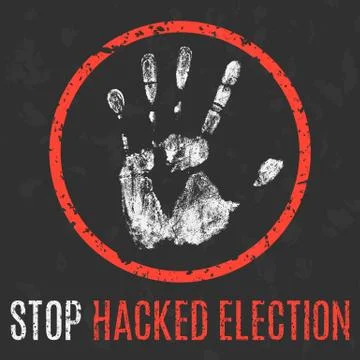 Vector illustration. Social problems. Stop hacked election. Illustration