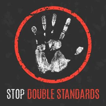 Vector illustration. Social problems. Stop double standards. イラスト素材