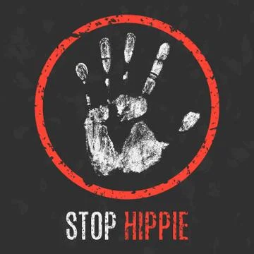 Vector illustration. Social problems. Stop hippie. Ilustración de archivo