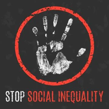 Vector illustration. Social problems. Stop social inequality. Ilustración de archivo