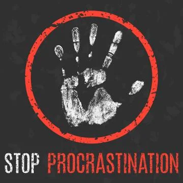 Vector illustration. Social problems. Stop procrastination. Stock Illustration