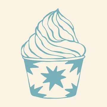 Vector illustration of soft serve frozen yogurt swirled inside a decorative Illustrazione stock