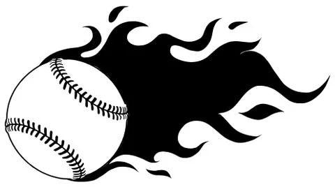 Vector Illustration of Softball or Baseball with Movement Motion Lines in black Stock Illustration