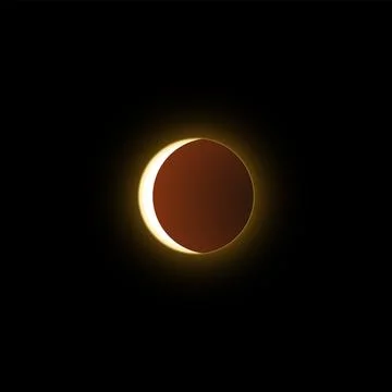 Vector illustration of solar or lunar eclipse phase on black isolated background Stock Illustration
