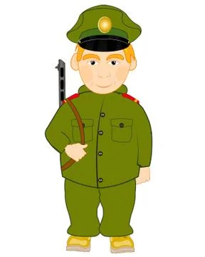 Vector illustration of the soldier with automaton Stock Illustration
