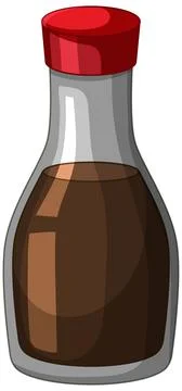 Vector Illustration of a Soy Sauce Bottle with Red Cap Stock Illustration