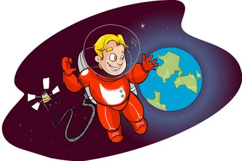 Vector illustration of a space and  cute children Illustrazione stock