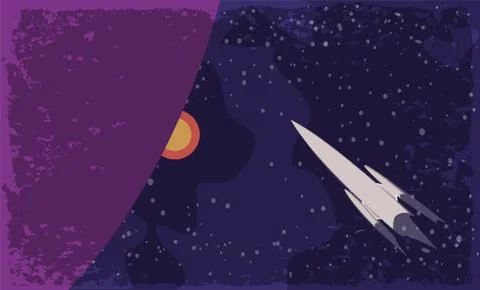 Vector illustration, space retro postcard, vector Stock Illustration