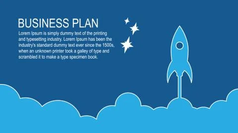 Vector illustration space rocket flying in sky. Stock Illustration