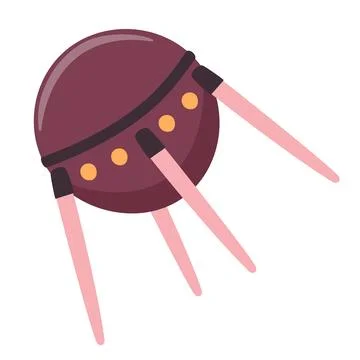 Vector illustration of a space satellite in cartoon style. Stock-Illustration