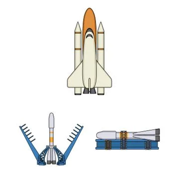 Vector illustration of spaceship and ship logo. Collection of spaceship and Stock Illustration