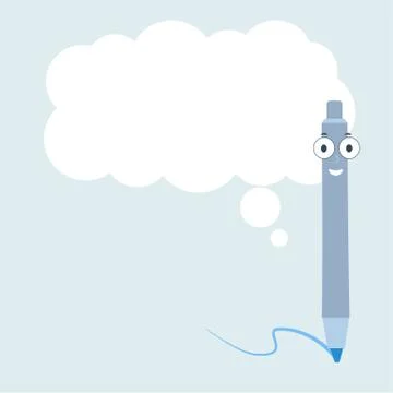 Vector illustration with speech bubble with copy space and cartoon pen Stock Illustration