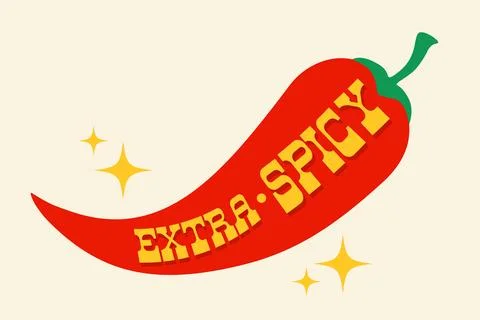 Vector illustration of a spicy chilli pepper with flame. Red chilli pepper .. Stock Illustration