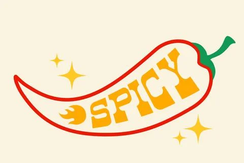 Vector illustration of a spicy chilli pepper with flame. Red chilli pepper .. Stock Illustration