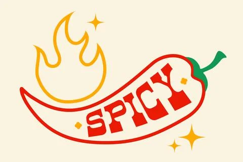 Vector illustration of a spicy chilli pepper with flame. Red chilli pepper .. Stock Illustration