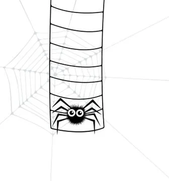 Vector illustration of spider and web ladder Stock Illustration