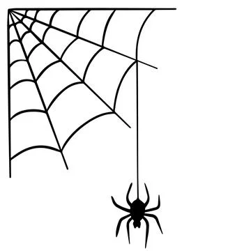 Vector illustration of spider web and hanging spider. Stock Illustration