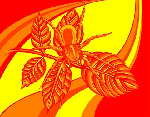 Vector Illustration of a spider web in a rainforest 스톡 일러스트