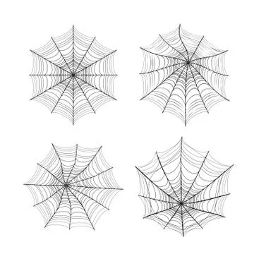Vector illustration of spider web silhouette set for halloween Stock Illustration