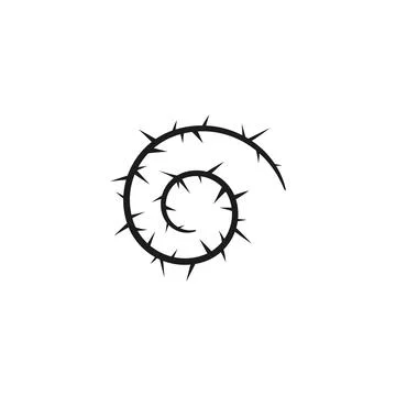 Vector illustration of spiral black border with sharp thorns. Illustrazione stock
