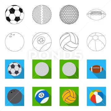 Vector illustration of sport and ball sign. Set of sport and athletic stock Stock Illustration
