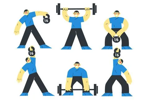 Vector illustration sports theme exercise with kettlebell Stock Illustration
