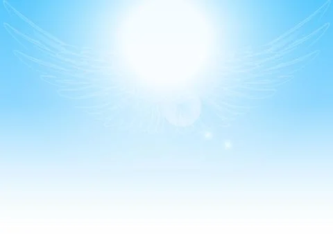 Vector illustration with spread wings of an Angel in the sky Stock-Illustration