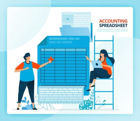 Vector illustration for spreadsheet accounting and balance sheet reports. Hum Stock Illustration