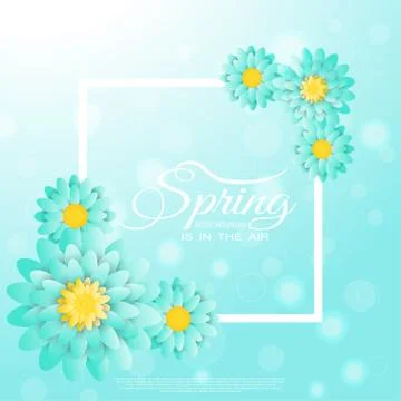 Vector illustration of Spring is in the air on the gradient blue background.. Stock Illustration