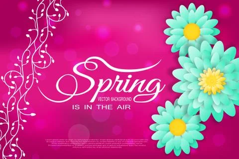Vector illustration of Spring is in the air on the gradient red background .. Stock Illustration