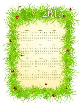 Vector illustration of spring American 2015 calendar 스톡 일러스트